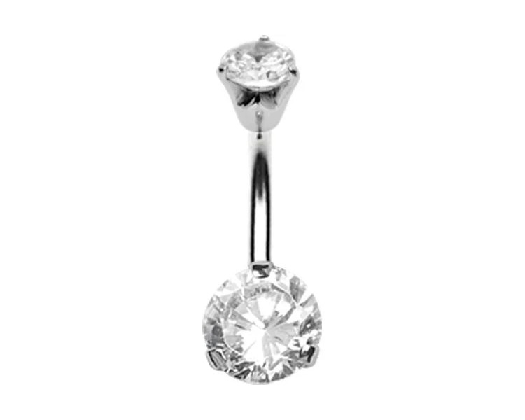 SS 316 BANANA WITH 8mm PRONG SET DOUBLE JEWEL SS 316 BANANA WITH 8mm PRONG SET DOUBLE JEWEL