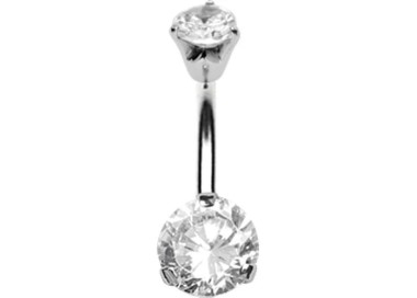 SS 316 BANANA WITH 8mm PRONG SET DOUBLE JEWEL