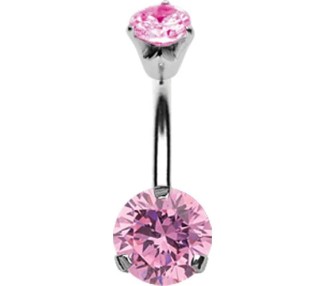 SS 316 BANANA WITH 8mm PRONG SET DOUBLE JEWEL