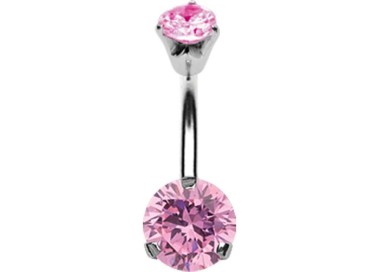 SS 316 BANANA WITH 8mm PRONG SET DOUBLE JEWEL