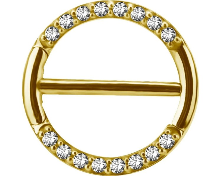 GD 316 JEWELLED DOUBLE NIPPLE CLICKER RING GD 316 JEWELLED DOUBLE NIPPLE CLICKER RING