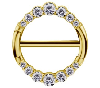 GD 316 JEWELLED DOUBLE NIPPLE CLICKER RING