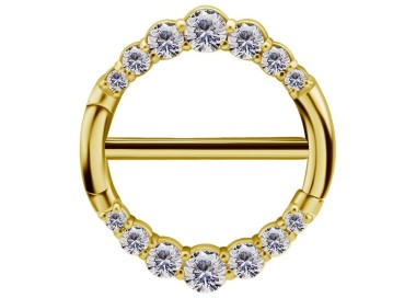 GD 316 JEWELLED DOUBLE NIPPLE CLICKER RING