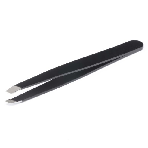 Pinzetta Professionale Nera per Sopracciglia - Acciaio Inox