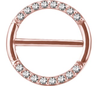 RG 316 JEWELLED DOUBLE NIPPLE CLICKER RING