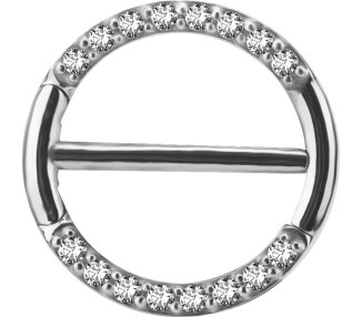 SS 316 JEWELLED DOUBLE NIPPLE CLICKER RING