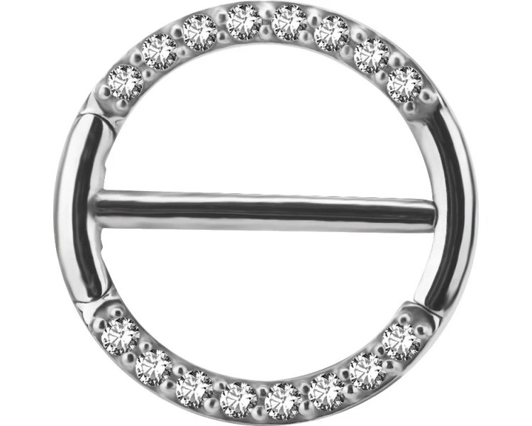 SS 316 JEWELLED DOUBLE NIPPLE CLICKER RING SS 316 JEWELLED DOUBLE NIPPLE CLICKER RING