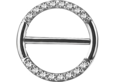 SS 316 JEWELLED DOUBLE NIPPLE CLICKER RING