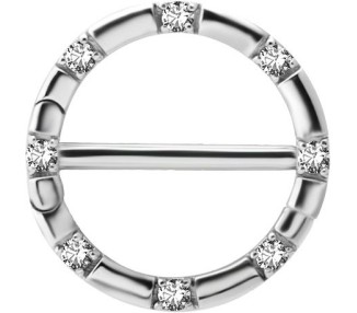 SS 316 JEWELLED DOUBLE NIPPLE CLICKER RING