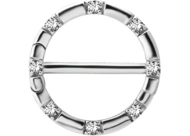 SS 316 JEWELLED DOUBLE NIPPLE CLICKER RING