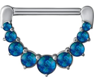 SS 316 JEWELLED NIPPLE CLICKER W/OPALS