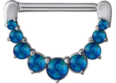 SS 316 JEWELLED NIPPLE CLICKER W/OPALS