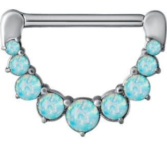 SS 316 JEWELLED NIPPLE CLICKER W/OPALS