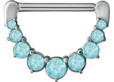 SS 316 JEWELLED NIPPLE CLICKER W/OPALS
