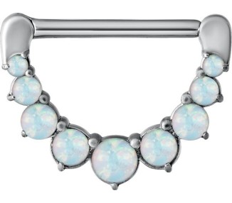 SS 316 JEWELLED NIPPLE CLICKER W/OPALS
