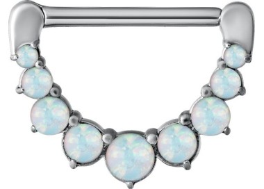 SS 316 JEWELLED NIPPLE CLICKER W/OPALS