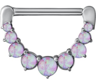 SS 316 JEWELLED NIPPLE CLICKER W/OPALS