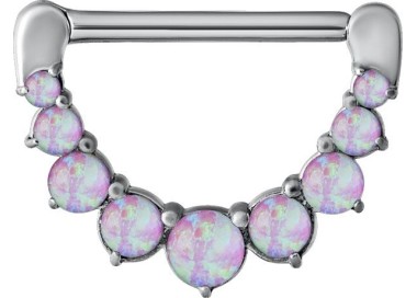 SS 316 JEWELLED NIPPLE CLICKER W/OPALS