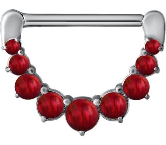 SS 316 JEWELLED NIPPLE CLICKER W/OPALS