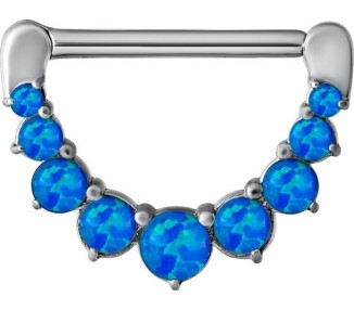 SS 316 JEWELLED NIPPLE CLICKER W/OPALS