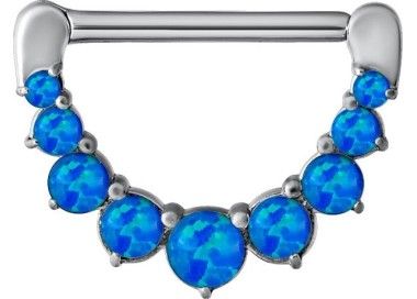 SS 316 JEWELLED NIPPLE CLICKER W/OPALS