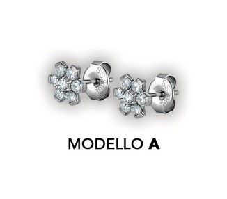 SS 316 FLOWER EAR STUDS W/ ZIRCONIA (PAIR)