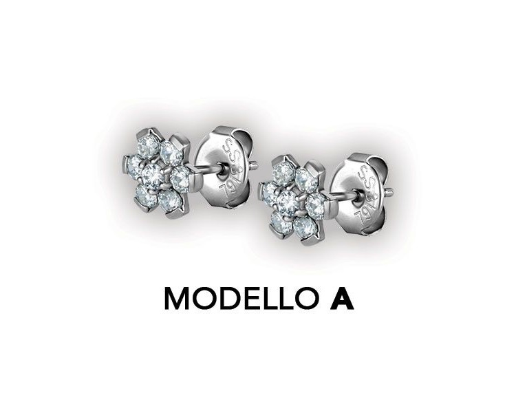 SS 316 FLOWER EAR STUDS W/ ZIRCONIA (PAIR) SS 316 FLOWER EAR STUDS W/ ZIRCONIA (PAIR)