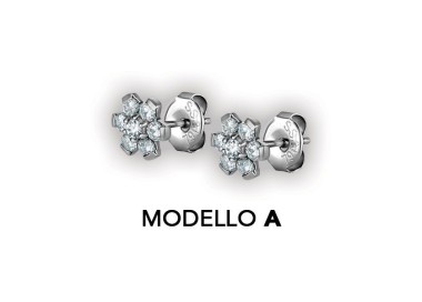 SS 316 FLOWER EAR STUDS W/ ZIRCONIA (PAIR)
