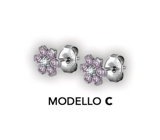 SS 316 FLOWER EAR STUDS W/ ZIRCONIA (PAIR)