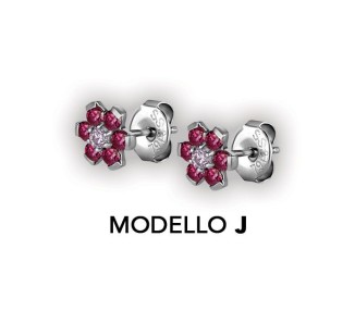 SS 316 FLOWER EAR STUDS W/ ZIRCONIA (PAIR)