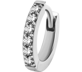 SS 316 HUGGIE HOOP EARRINGS PAVE SETTING (PAIR) 0,8mm WH