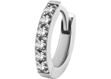 SS 316 HUGGIE HOOP EARRINGS PAVE SETTING (PAIR) 0,8mm WH