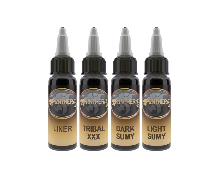 Set PANTHERA Gold Liner - Tribal XXX - Dark Sumy - Light Sumy - 4x 30ml - Conforme REACH panthera Set PANTHERA Gold Liner - Tribal XXX - Dark Sumy - Light Sumy - 4x 30ml - Conforme REACH panthera