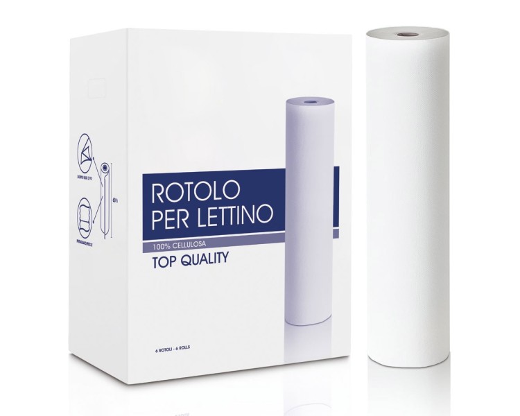 6 Rotoli di Carta BIANCHISSIMA in Pura Cellulosa per Lettino Doppio Velo - 60cm 6 Rotoli di Carta BIANCHISSIMA in Pura Cellulosa per Lettino Doppio Velo - 60cm