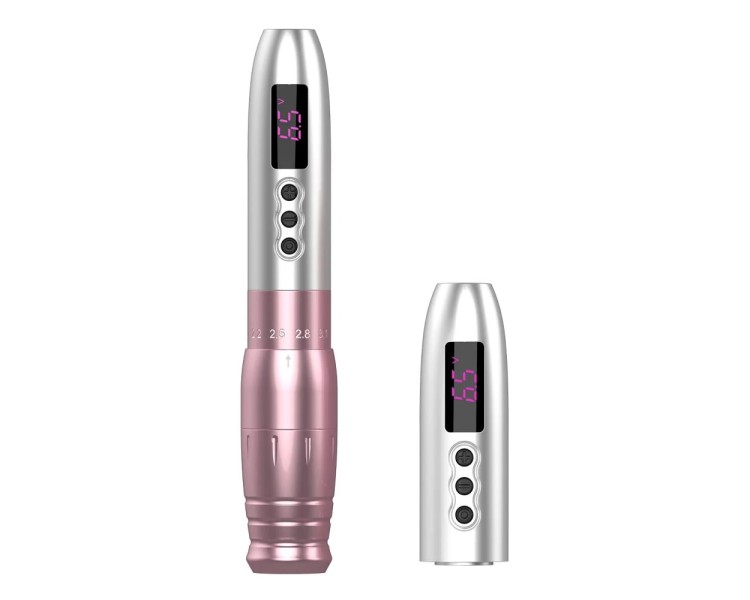 EZ Lola Air Pro - Silver Pink - Corsa Regolabile (2.0 - 3.3 mm) - Dermografo Wireless PMU Pen ez tattoo EZ Lola Air Pro - Silver Pink - Corsa Regolabile (2.0 - 3.3 mm) - Dermografo Wireless PMU Pen ez tattoo