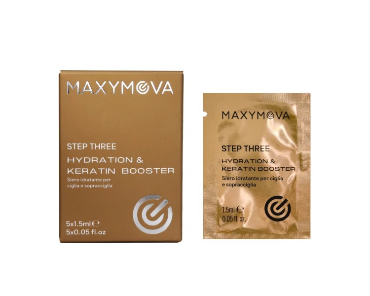 Step 3 - Siero Idratante e Keratin Booster per Ciglia e Sopracciglia MAXYMOVA in Bustine - 1.5ml x 5pz. maxymova Step 3 - Siero Idratante e Keratin Booster per Ciglia e Sopracciglia MAXYMOVA in Bustine - 1.5ml x 5pz. maxymova