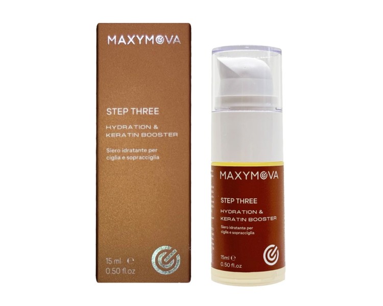 Step 3 - Siero Idratante e Keratin Booster per Ciglia e Sopracciglia MAXYMOVA con Pompetta Airless - 15ml maxymova Step 3 - Siero Idratante e Keratin Booster per Ciglia e Sopracciglia MAXYMOVA con Pompetta Airless - 15ml maxymova