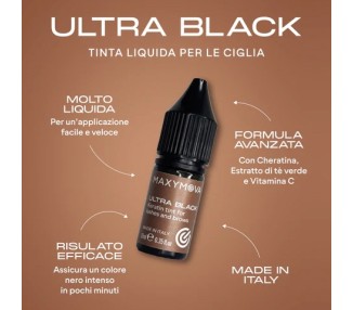 ULTRA BLACK - Tinta Liquida con Cheratina per Ciglia e Sopracciglia MAXYMOVA - 10ml maxymova