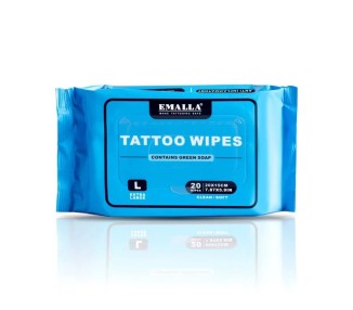 EMALLA Green Soap Wipes - 20x15cm - Tattoo Wipes w/ Green Soap - 20pz. emalla