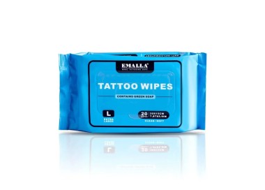 EMALLA Green Soap Wipes - 20x15cm - Tattoo Wipes w/ Green Soap - 20pz. emalla