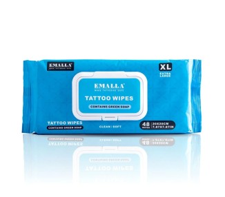 EMALLA Green Soap Wipes - 20x20cm - Tattoo Wipes w/ Green Soap - 48pz. emalla