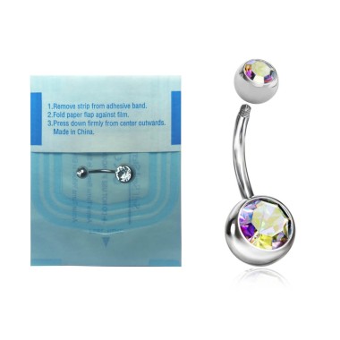 Banana Ombelico STERILE in Acciaio Inox 316L con Doppio Cristallo