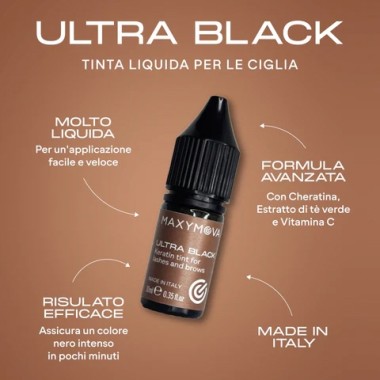 ULTRA BLACK - Tinta Liquida con Cheratina per Ciglia e Sopracciglia MAXYMOVA - 10ml 2