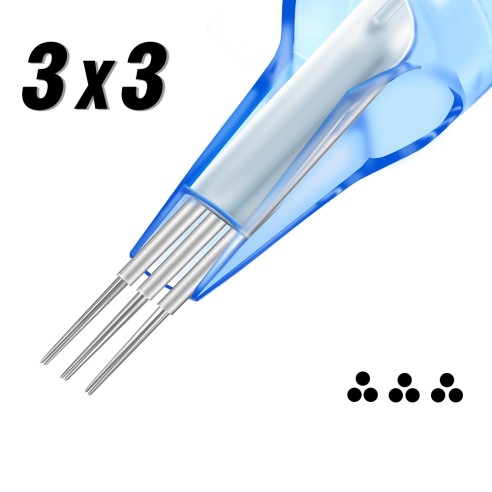 3x03 RL (Stipple Shader) 0,30 mm Long Taper - Cartucce Aghi Tattoo Emalla Eliot - 20 pz