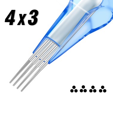 4x03 RL (Stipple Shader) 0,30 mm Long Taper - Cartucce Aghi Tattoo Emalla Eliot - 20 pz