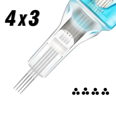 03x4 Stipple Shader 0,30 mm Long Taper - Cartucce Aghi Tattoo JCONLY VETAR - 20 pz