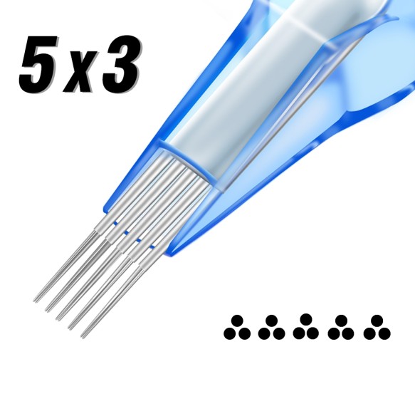 5x03 RL (Stipple Shader) 0,30 mm Long Taper - Cartucce Aghi Tattoo Emalla Eliot - 20 pz