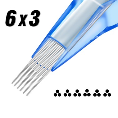 6x03 RL (Stipple Shader) 0,30 mm Long Taper - Cartucce Aghi Tattoo Emalla Eliot - 20 pz