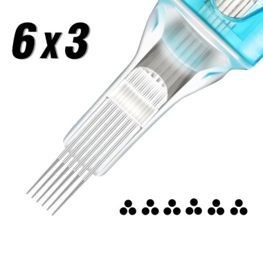 03x6 Stipple Shader 0,30 mm Long Taper - Cartucce Aghi Tattoo JCONLY VETAR - 20 pz