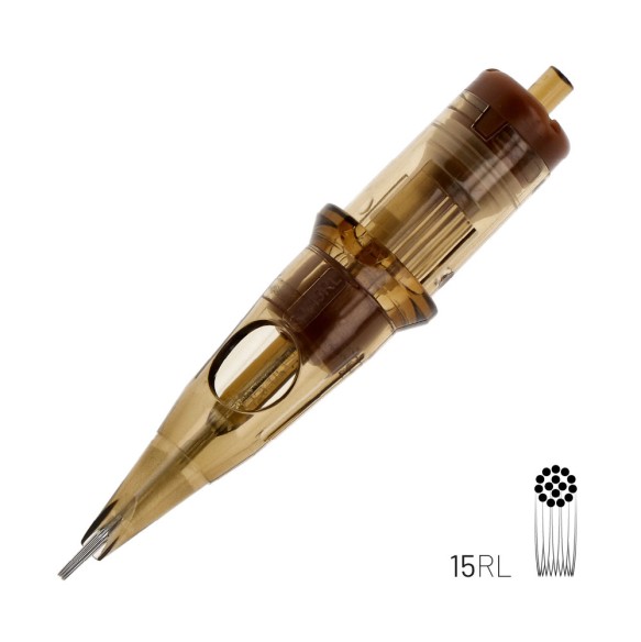 15 RL (Round Liner) Long Taper - Cartucce Aghi Tattoo Kwadron - 20 pz